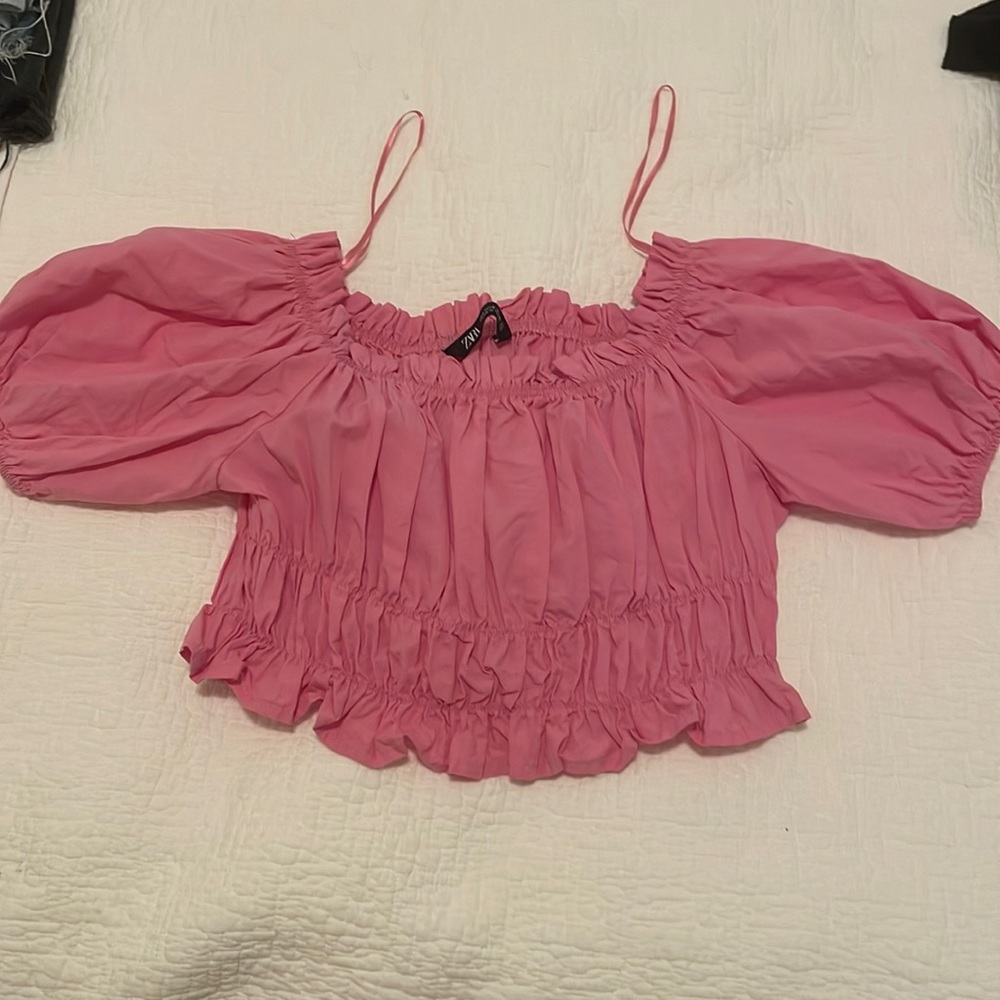 Zara hot pink crop top size small - Barbie pink!